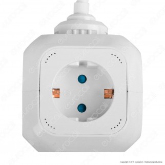 V-Tac Multipresa Salvaspazio 4 Posti e 2 Prese USB Colore Bianco - SKU 8800