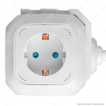 V-Tac Multipresa Salvaspazio 4 Posti e 2 Prese USB Colore Bianco - SKU 8800