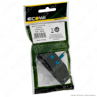 Ecova Spina Singola 16A Salvaspazio Reversibile con Uscita Cavo a 90° Colore Nero - Mod. 33030