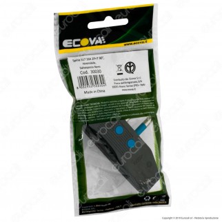 Ecova Spina Singola 16A Salvaspazio Reversibile con Uscita Cavo a 90° Colore Nero - Mod. 33030