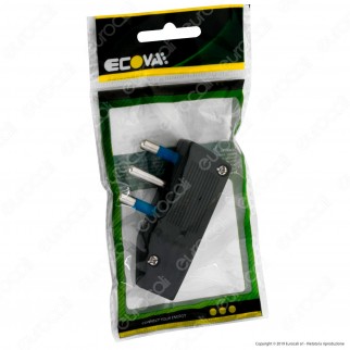 Ecova Spina Singola 16A Salvaspazio Reversibile con Uscita Cavo a 90° Colore Nero - Mod. 33030