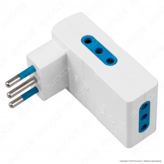 Ecova Multipresa Tripla Salvaspazio con 3 prese 10A Bipasso Colore Bianco - mod. 8112