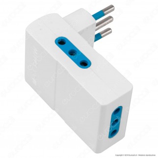 Ecova Multipresa Tripla Salvaspazio con 3 prese 10A Bipasso Colore Bianco - mod. 8112