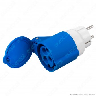 Ecova Adattatore Presa Schuko con Presa CEE Industriale Colore Bianco e Blu - mod. 20555