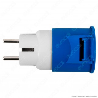 Ecova Adattatore Presa Schuko con Presa CEE Industriale Colore Bianco e Blu - mod. 20555