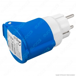 Ecova Adattatore Presa Schuko con Presa CEE Industriale Colore Bianco e Blu - mod. 20555