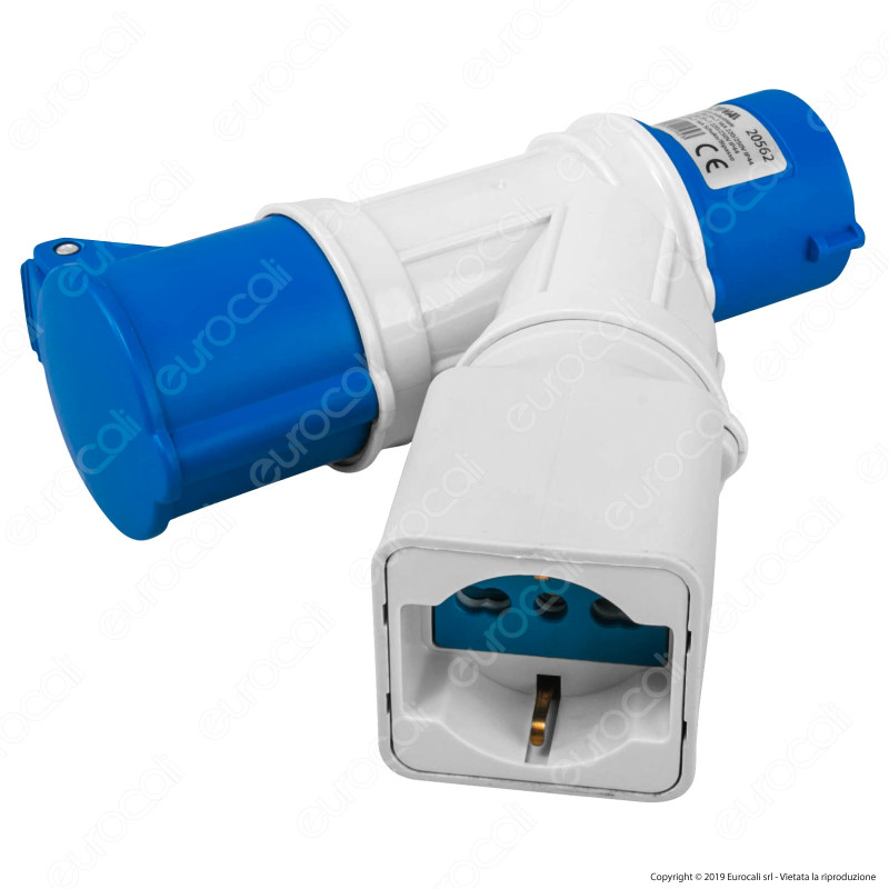 Ecova Multipresa Adattatore Spina CEE Industriale Presa Bivalente Schuko - mod. 20562