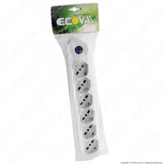 Ecova Multipresa 6 Posti con Interruttore Senza Cavo - mod. 30075