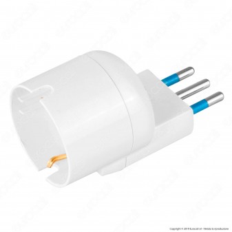 Ecova Adattatore Singolo Salvaspazio Schuko Colore Bianco Spina 10A Decentrata - mod. 30053