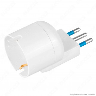 Ecova Adattatore Singolo Salvaspazio Schuko Colore Bianco Spina 10A Decentrata - mod. 30053