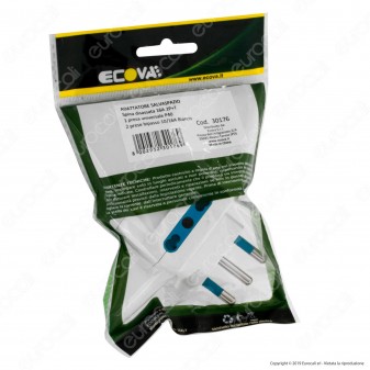Ecova Adattatore Triplo Salvaspazio con Schuko +10/16A e Spina 16A Decentrata - mod. 30176