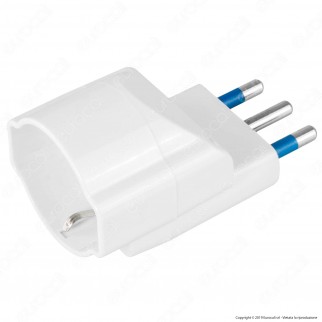 Ecova Adattatore Singolo Salvaspazio Schuko Colore Bianco Spina 16A Decentrata - mod. 30115