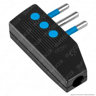 Ecova Spina Singola 10A Salvaspazio Reversibile con Uscita Cavo a 90° Colore Nero - Mod. 30028