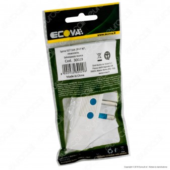 Ecova Spina Singola 16A Salvaspazio Reversibile con Uscita Cavo a 90° Colore Bianco - Mod. 33029