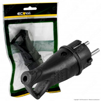 Ecova Spina Singola Schuko con Uscita Cavo a 45° di Colore Nero - mod. 30180