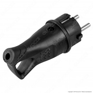 Ecova Spina Singola Schuko con Uscita Cavo a 45° di Colore Nero - mod. 30180