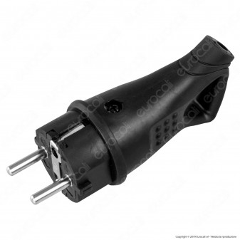 Ecova Spina Singola Schuko con Uscita Cavo a 45° di Colore Nero - mod. 30180