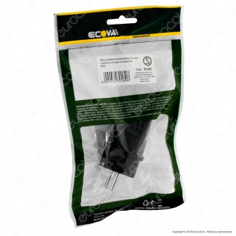 Ecova Spina Singola Schuko con Uscita Cavo a 45° di Colore Nero - mod. 30180