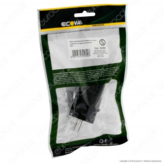 Ecova Spina Singola Schuko con Uscita Cavo a 45° di Colore Nero - mod. 30180