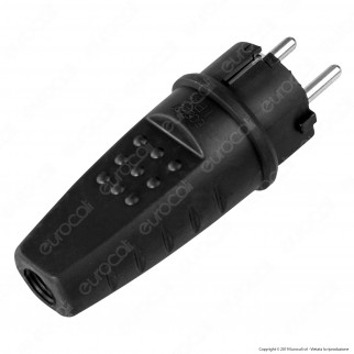 Ecova Spina Singola Schuko con Uscita Cavo Dritta di Colore Nero - mod. 30180