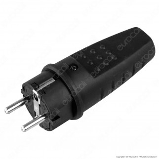 Ecova Spina Singola Schuko con Uscita Cavo Dritta di Colore Nero - mod. 30180