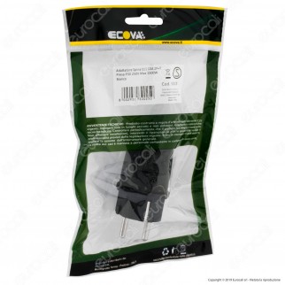 Ecova Spina Singola Schuko con Uscita Cavo Dritta di Colore Nero - mod. 30180