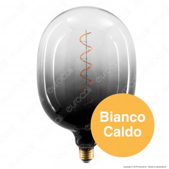 Daylight Lampadina E27 Filamento LED a Spirale 4W Tubolare XL con Vetro Nero Sfumato Dimmerabile - mod. 700262.00A