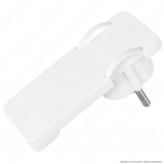 Ecova Spina Singola Schuko Piatta con Uscita Cavo a 90° di Colore Bianco - mod. 30183