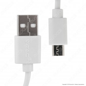 V-Tac VT-5301 Pearl Series USB Data Cable Micro USB Cavo Colore Bianco 1m - SKU 8480