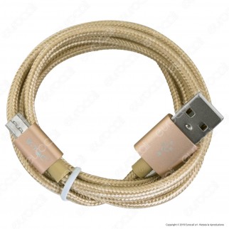 V-Tac VT-5331 Platinum Series USB Data Cable Micro USB Cavo in Corda Colore Oro 1m - SKU 8490