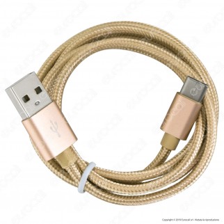 V-Tac VT-5334 Platinum Series USB Data Cable Type-C Cavo in Corda Colore Oro 1m - SKU 8493
