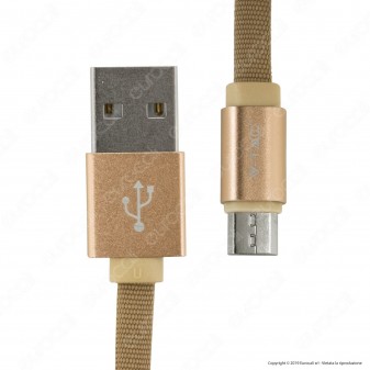 V-Tac VT-5341 Ruby Series USB Data Cable Micro USB Cavo in Corda Colore Oro 1m - SKU 8495