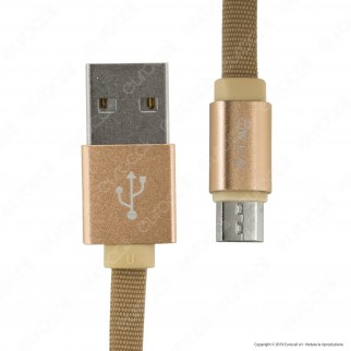 V-Tac VT-5341 Ruby Series USB Data Cable Micro USB Cavo in Corda Colore Oro 1m - SKU 8495