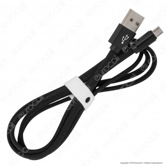 V-Tac VT-5341 Ruby Series USB Data Cable Micro USB Cavo in Corda Colore Nero 1m - SKU 8494