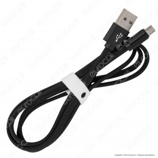 V-Tac VT-5341 Ruby Series USB Data Cable Micro USB Cavo in Corda Colore Nero 1m - SKU 8494
