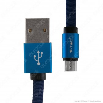 V-Tac VT-5341 Ruby Series USB Data Cable Micro USB Cavo in Corda Colore Nero 1m - SKU 8494