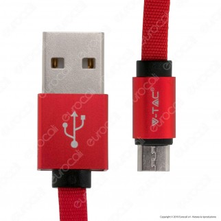 V-Tac VT-5341 Ruby Series USB Data Cable Micro USB Cavo in Corda Colore Rosso 1m - SKU 8497
