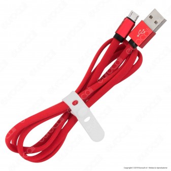 V-Tac VT-5341 Ruby Series USB Data Cable Micro USB Cavo in Corda Colore Rosso 1m - SKU 8497