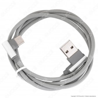 V-Tac VT-5362 Diamond Series USB Data Cable Type-C Cavo in Corda Colore Grigio con Connettori a L 1m - SKU 8639