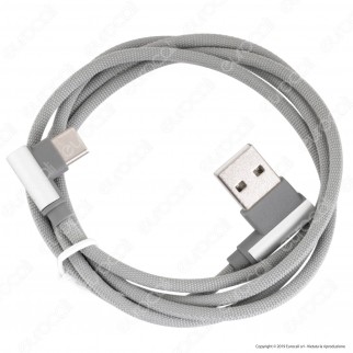V-Tac VT-5362 Diamond Series USB Data Cable Type-C Cavo in Corda Colore Grigio con Connettori a L 1m - SKU 8639