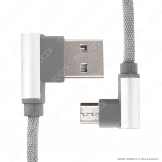 V-Tac VT-5362 Diamond Series USB Data Cable Type-C Cavo in Corda Colore Grigio con Connettori a L 1m - SKU 8639