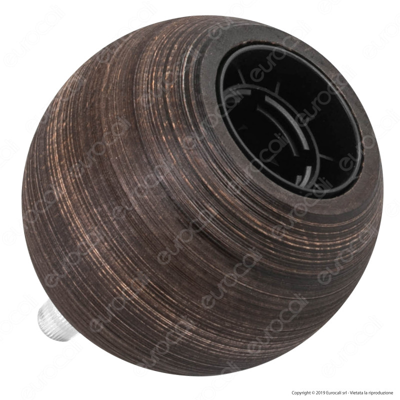 FAI Bicchiere Portalampada Sferico in Legno per Lampadine E27 Colore Wengè