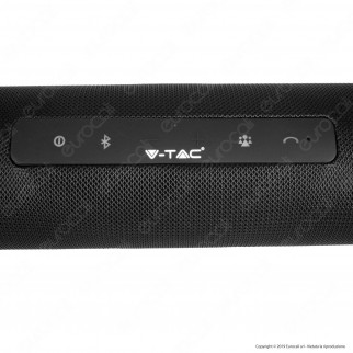 V-Tac VT-6133 Speaker Bluetooth Portatile 2x3W con Rivestimento in Stoffa e Microfono Ingresso MicroSD AUX - SKU 7726