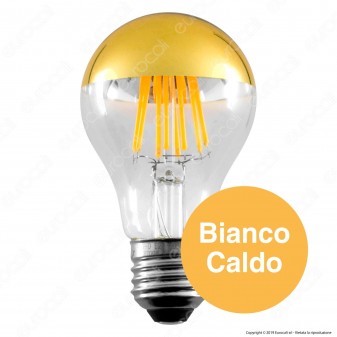 FAI Lampadina E27 Filamenti LED 8W Bulb A60 con Calotta Dorata Dimmerabile - mod. 5261/CA/ORO