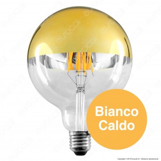 FAI Lampadina E27 Filamenti LED 8W Globo G125 con Calotta Dorata Dimmerabile - mod. 5262/CA/ORO