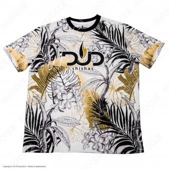 Dud Shisha T-Shirt Manica Corta in Tessuto Traspirante - Fantasia Flower