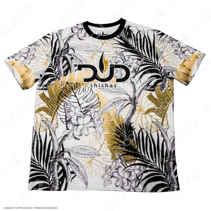 Dud Shisha T-Shirt Manica Corta in Tessuto Traspirante - Fantasia Flower