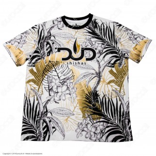Dud Shisha T-Shirt Manica Corta in Tessuto Traspirante - Fantasia Flower