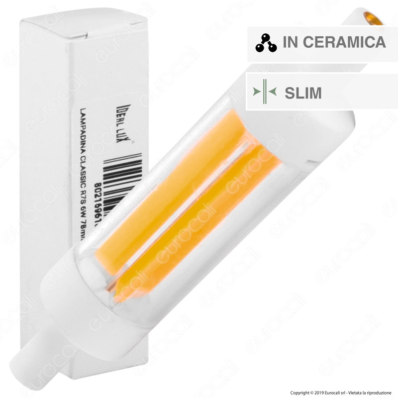 Ideal Lux Lampadina LED COB R7s L78 6W Bulb Tubolare Slim - mod.
