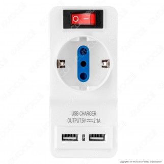 V-Tac Multipresa Adattatore Triplo Colore Bianco con Schuko 2 Porte USB